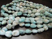 Natural Free Shape Larimar Tumbled Plain Smooth Nugget Beads