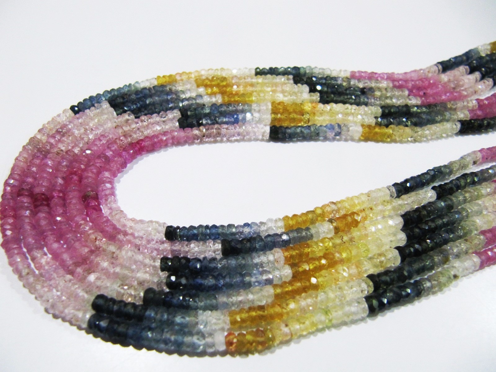 Top Quality Multi Sapphire Rondelle Shape Size 3.5 To 4 mm Beads