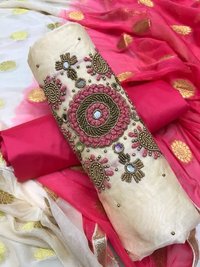 Chanderi with khatli work Unstitched Suit