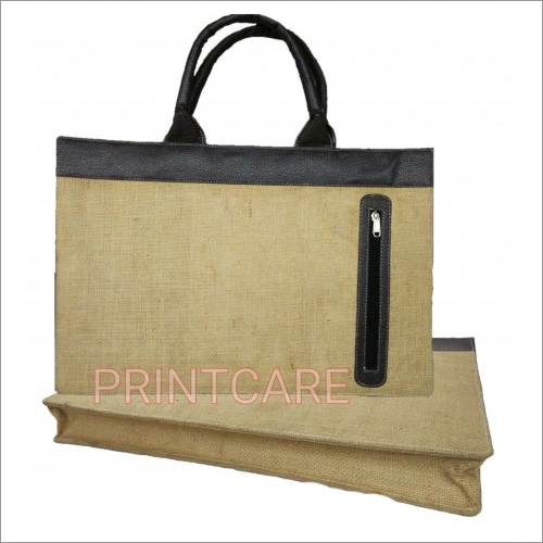 Leather Pocket Jute Bag