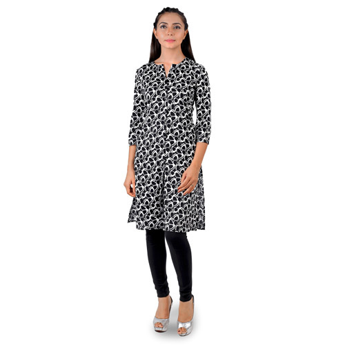 Black And White Printed Kurta