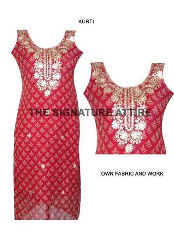 Red Kota Semi Silk Kurti