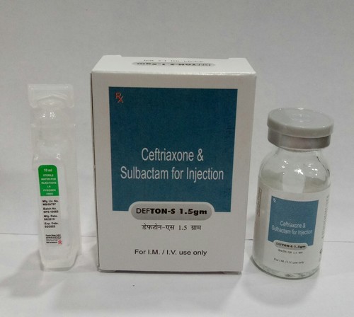 DEFTON-S - Ceftriaxone 500 mg + Sulbactam 500 mg Injection | antibiotic 100% Purity Dosage: Twice Daily Suitable for Adults Children and Women