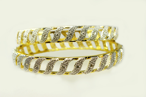 Swirl Ice Bangles - Rhodium Plated, Unique Design with American Diamonds | Fashion Modern Women's Jewelry for Parties, Weddings, Engagements, and Anniversaries