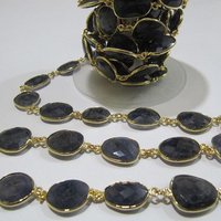 AAA Quality Natural Iolite Free Shape Faceted Briolette chain