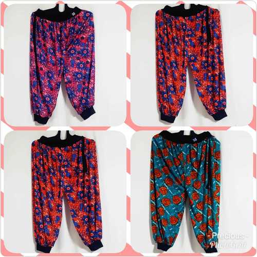 Harem - Satin Fabric, Multi-Size | Ladies Printed Harem in Vibrant Colors: Blue, Black, Grey, Yellow, Red, Sky Blue, Green