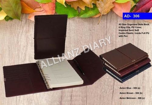 Leather Journal Notebook - A5 Size, Semisoft PU Finish with Elastic Band Closure | Eco-Friendly, Water Resistant, 120 Sheets, Debossed Logo, Adjustable Ring Binder