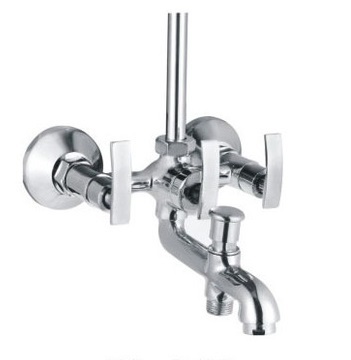 Wall Mixer Set With Bend Pipe (3-In-1) - Color: Silver