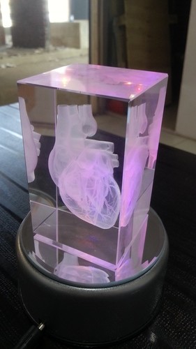 3D Human Heart Engraved in Crystal