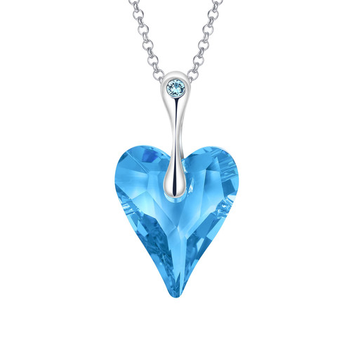 Crystals From Swarovski Big Blue Ocean Heart Long Chain Pendant Gender: Women