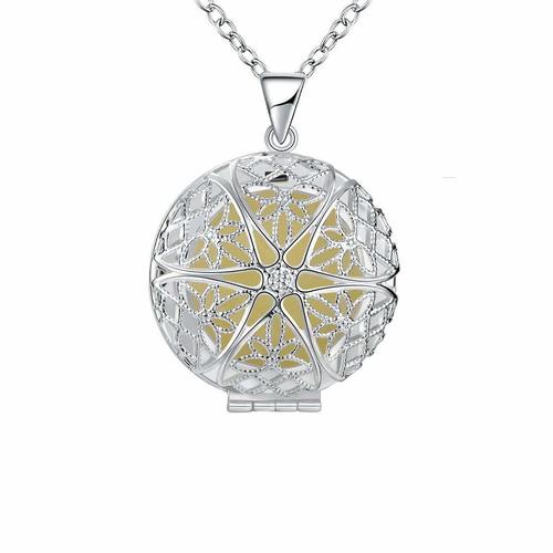 Glow-in-The-Dark Heart of Winter Silver Plated Pendant - Silver Plated, 1.5 inches, Sparkling Frozen Forest Design, Perfect for Women