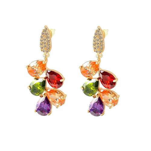 Multi-Color 18K Real Gold Plated Dangle & Drop Earring