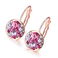 Pink A5 Grade Crystal Radiant 18k Rose Gold Clip-on Earrings