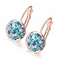 Blue A5 Grade Crystal Radiant 18k Rose Gold Clip-on Earrings