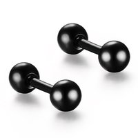 Surgical Steel Stud Earrings - Black Round Beads, Ideal For Anniversary, Engagement, Wedding, Party Gifts