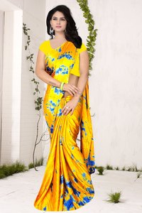 Designer Wear Printed Georgette & Satin Saree