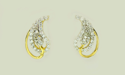 Gold Plated Bean Shine Earrings - 0.5 Inch | Austrian Diamonds, Soulful Elegance for Anniversaries and Weddings