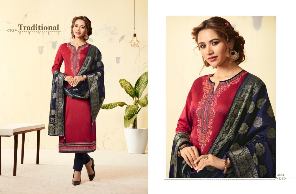 Designer Suits With Banarasi Silk Dupatta