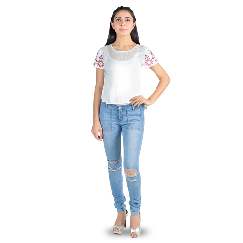 Hand Embroidered Off White Tunic