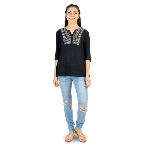 Hand Embroidered Black Designer Tunic