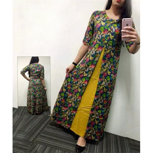 Yellow Printed Kurti
