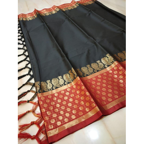 Black Peacock Cotton Silk saree