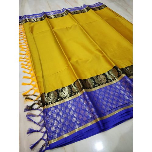 Peacock Polka Dot Zari Cotton silk Saree