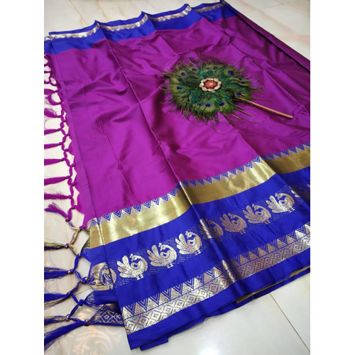 Elegant Pink Cotton Silk Saree