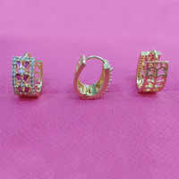 Gold Plated Earrings (bali) - Brass Metal, 5.5 Grams, 9 Mm Thick | Elegant U Shaped Design With Zircon Stone For Weddings, Parties, Gifts