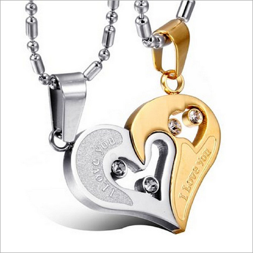 Gold Heart Two Piece Stainless Steel Couple Pendant.Perfect For Couple!