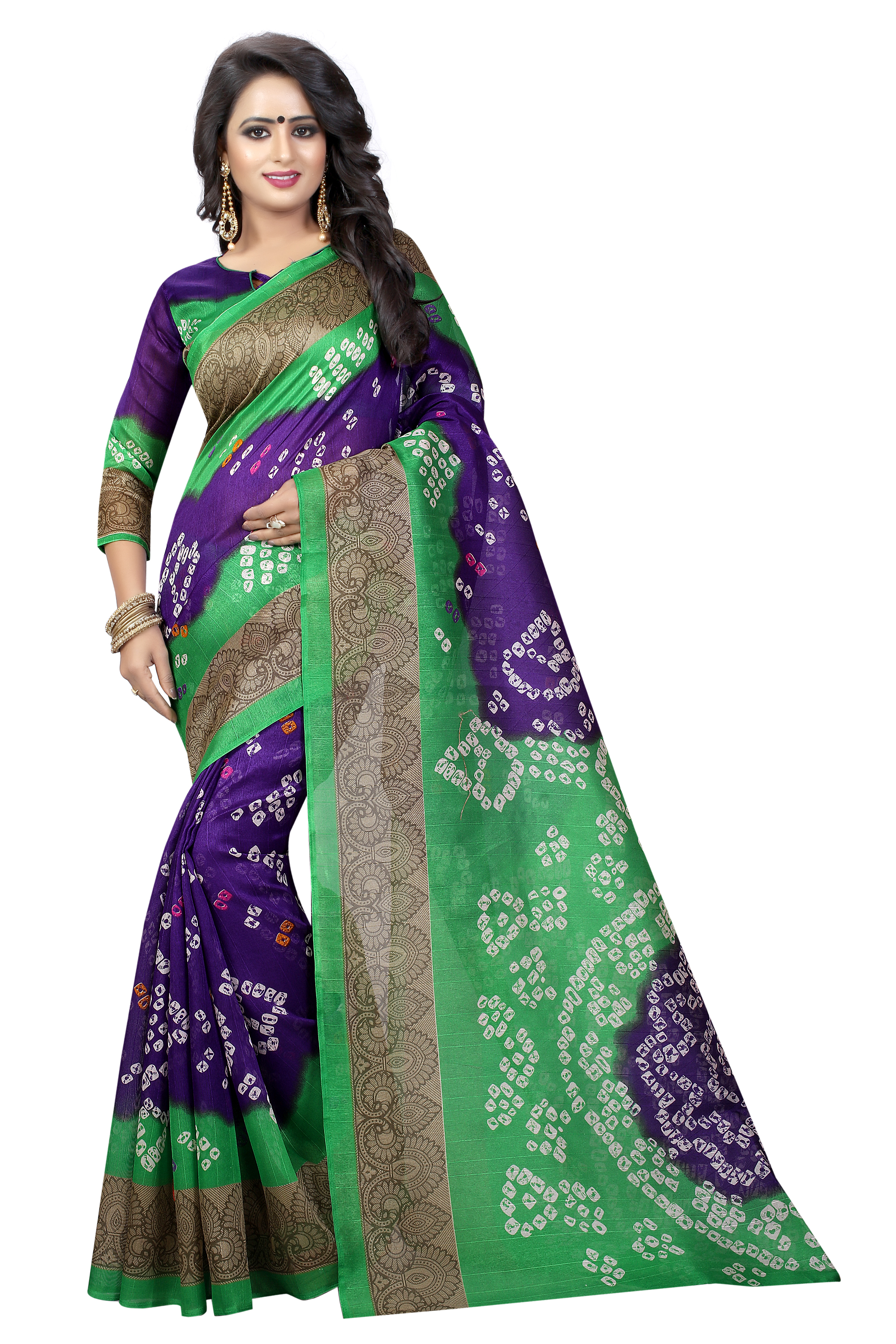 Designer Bandhani printed Bhagalpuri Saree