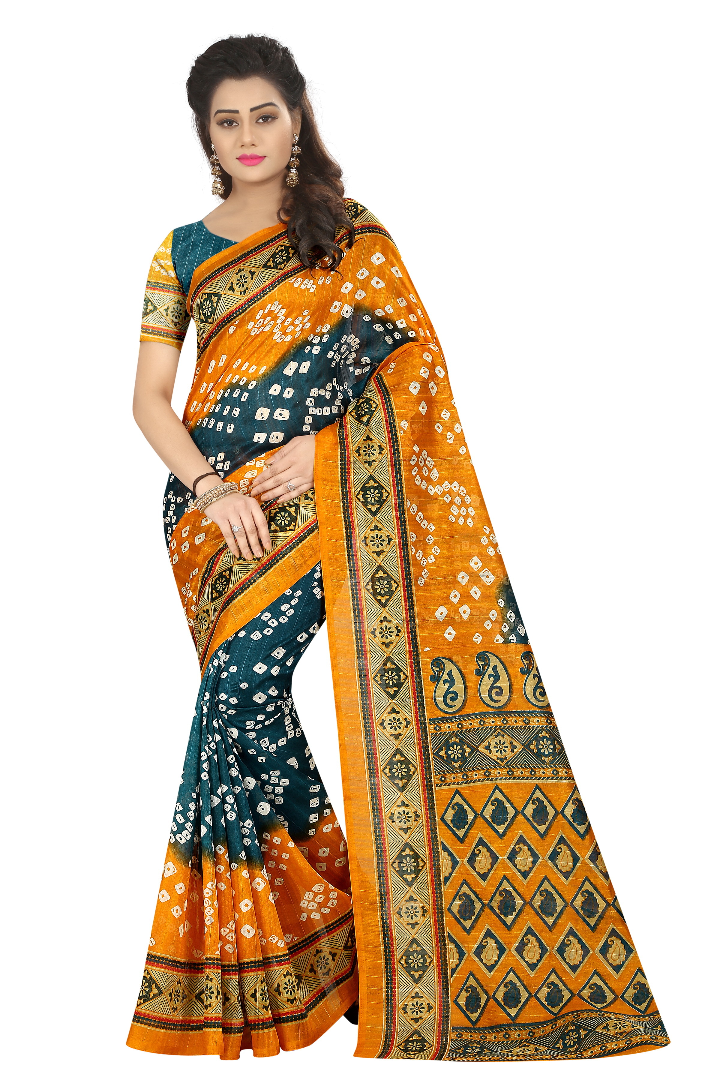 Designer Bandhani printed Bhagalpuri Saree