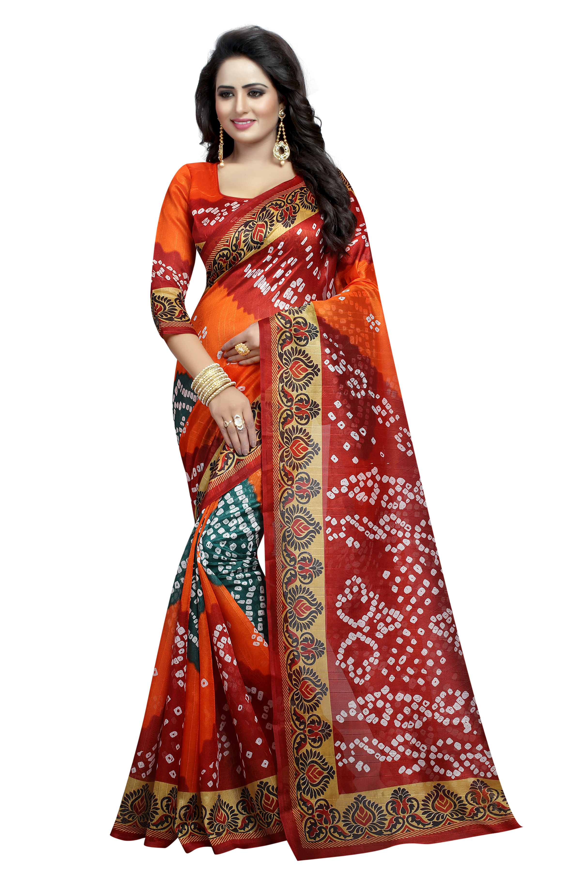 Designer Bandhani printed Bhagalpuri Saree