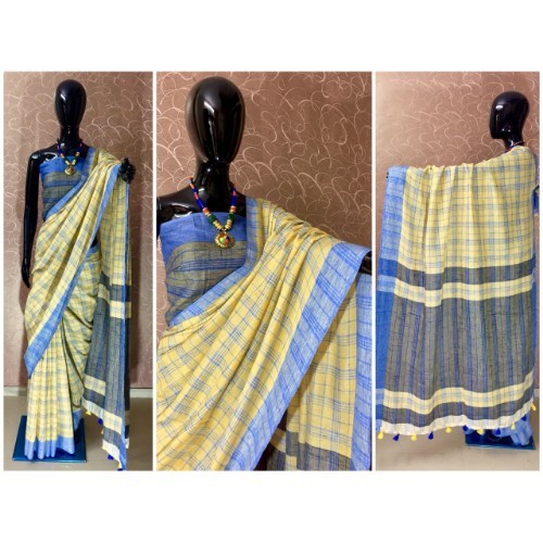 Designer Cotton Saree - 6.3 Meters Length with Un-Stitched Blouse | Beautiful Woven Border, Soft and Comfortable for Formal or Festive Occasions