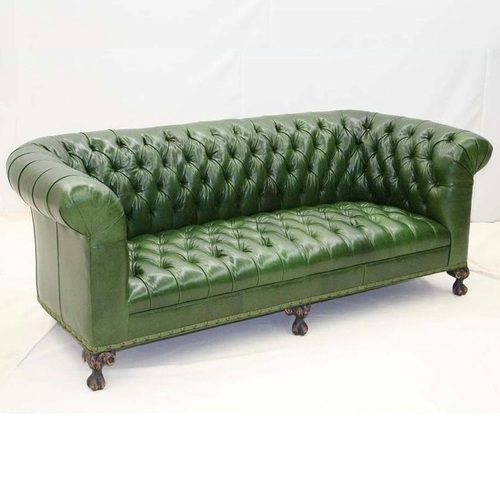Green Leather Chesterfield Sofa