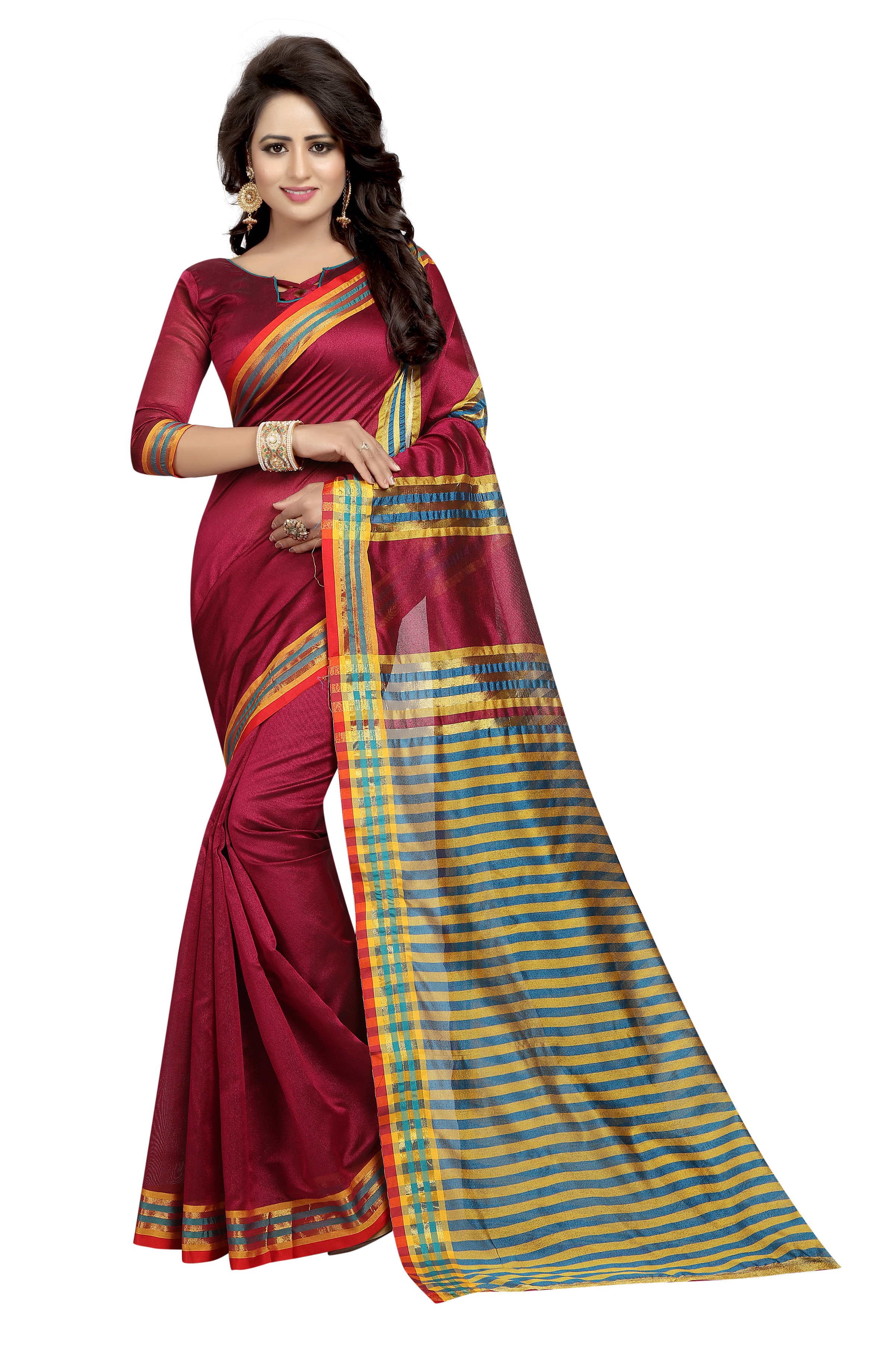 Fancy Printed Cotton Silk Saree