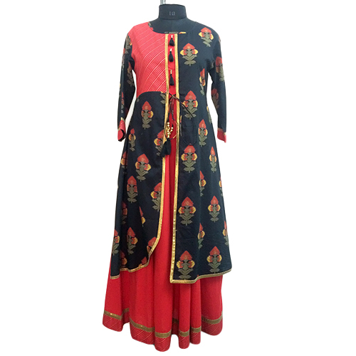 Double Layer Gold Print Kurti