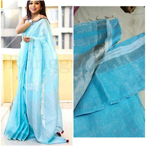 Blue Linen Sarees