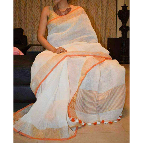 White Linen Sarees
