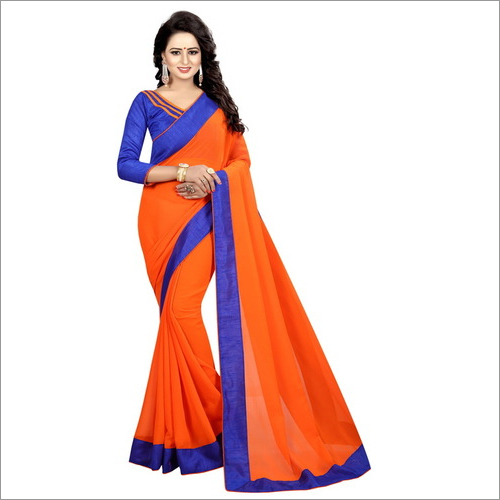 Chiffon Saree with Contrast Border