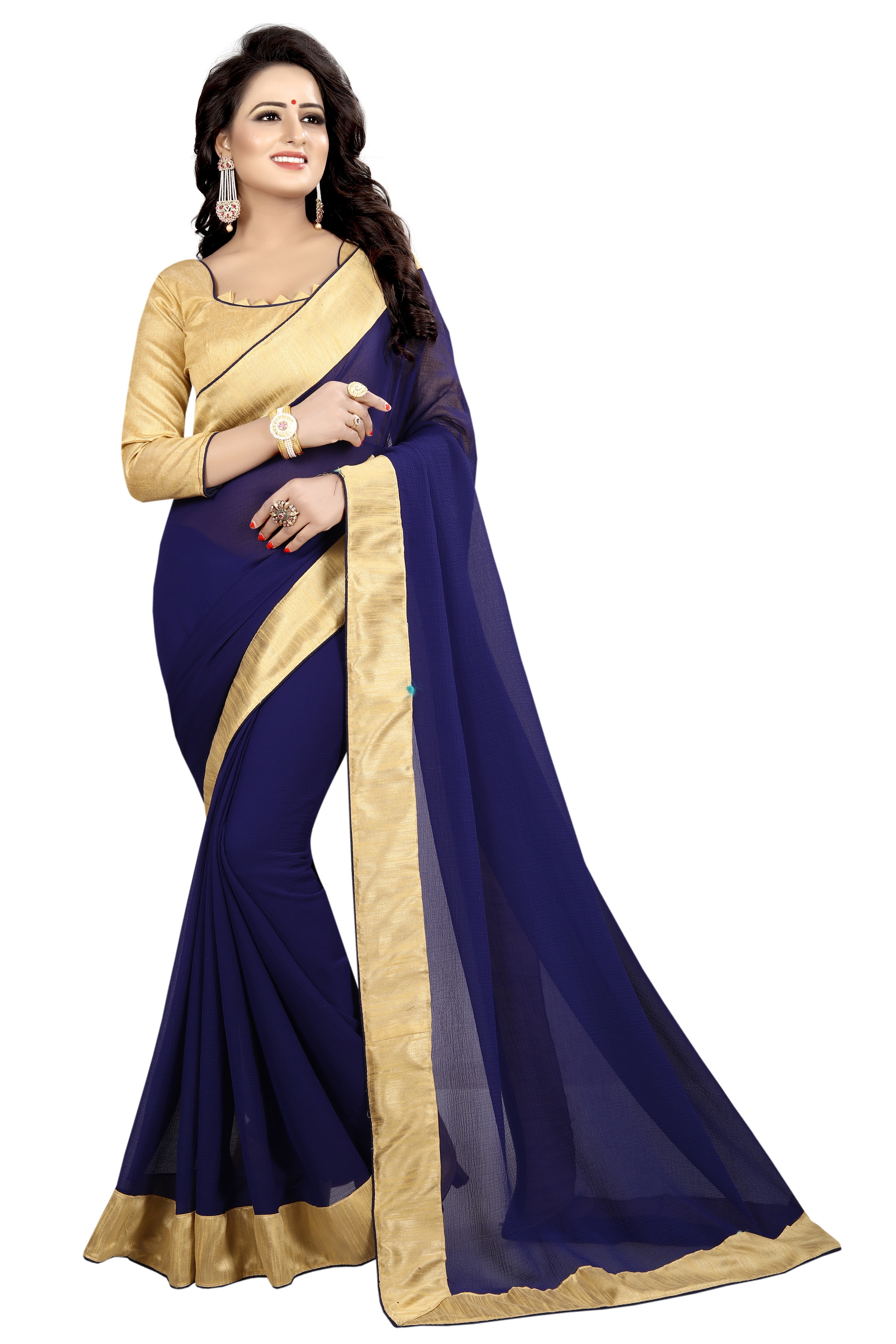 Chiffon Saree with Contrast Border