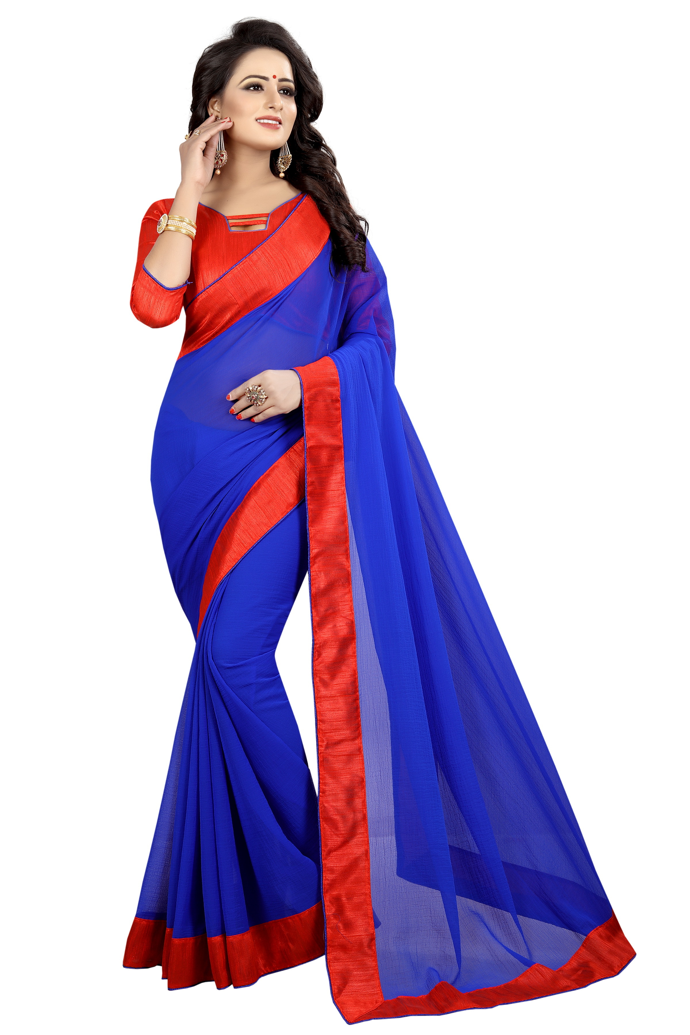 Chiffon Saree with Contrast Border