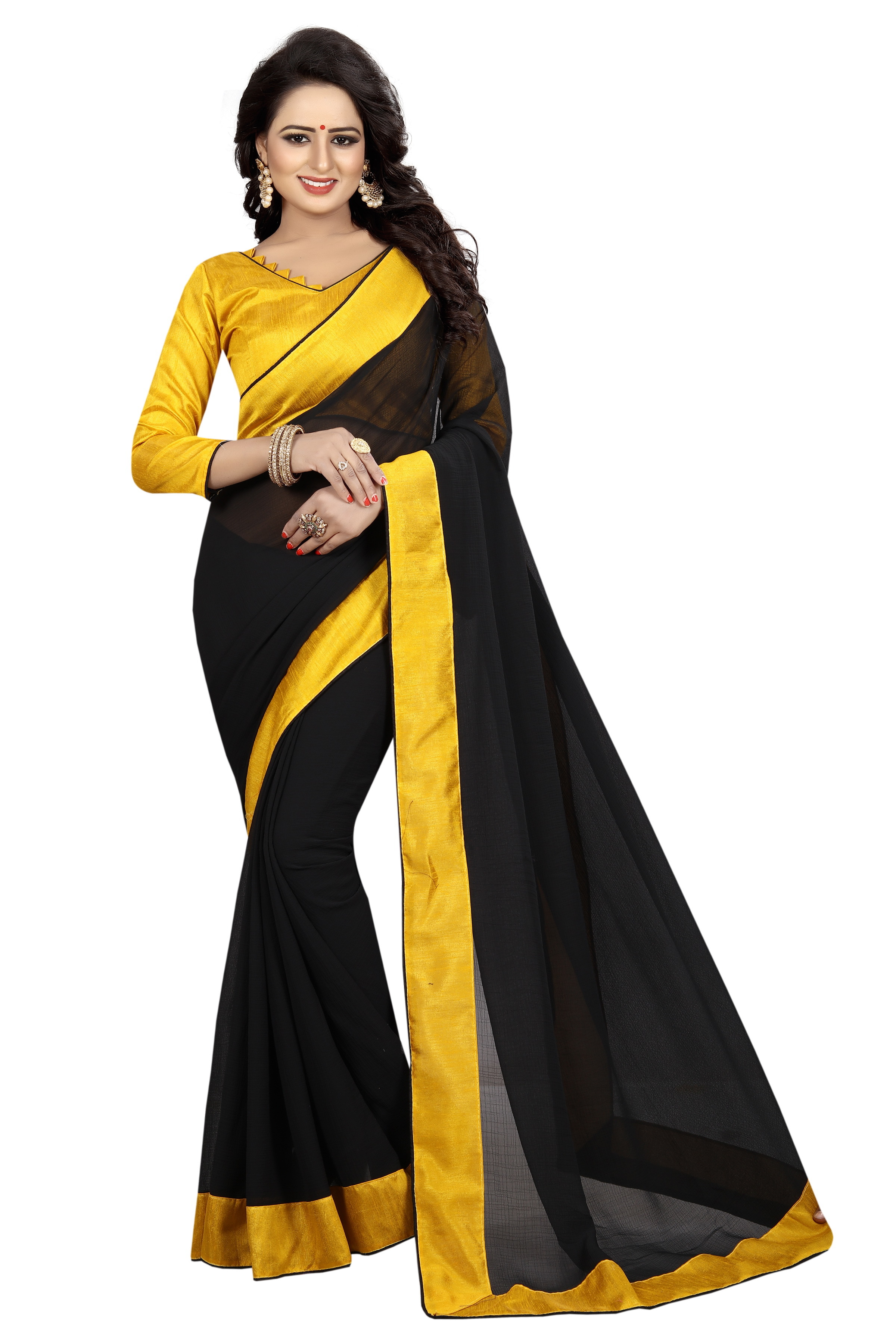 Chiffon Saree with Contrast Border