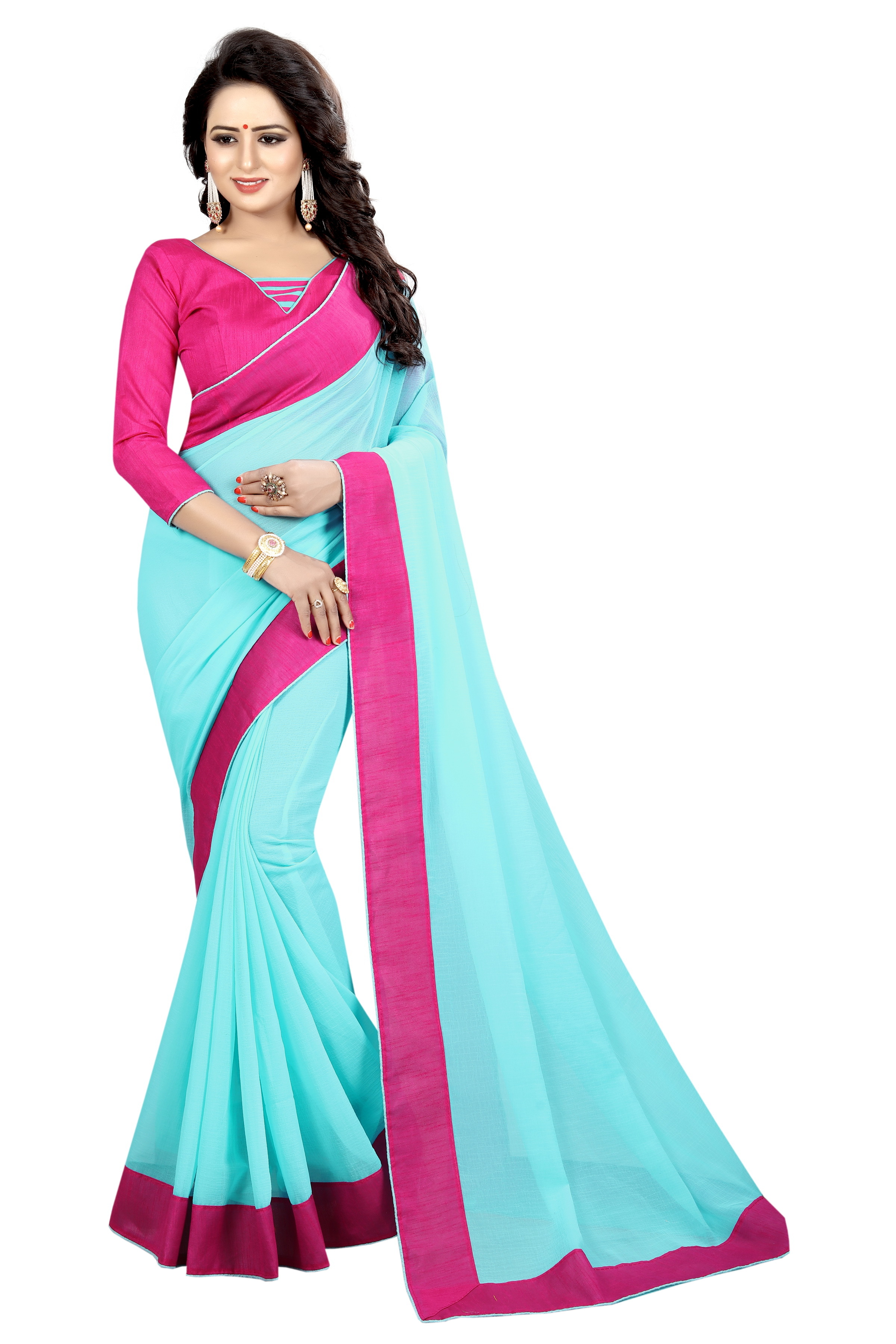 Chiffon Saree with Contrast Border