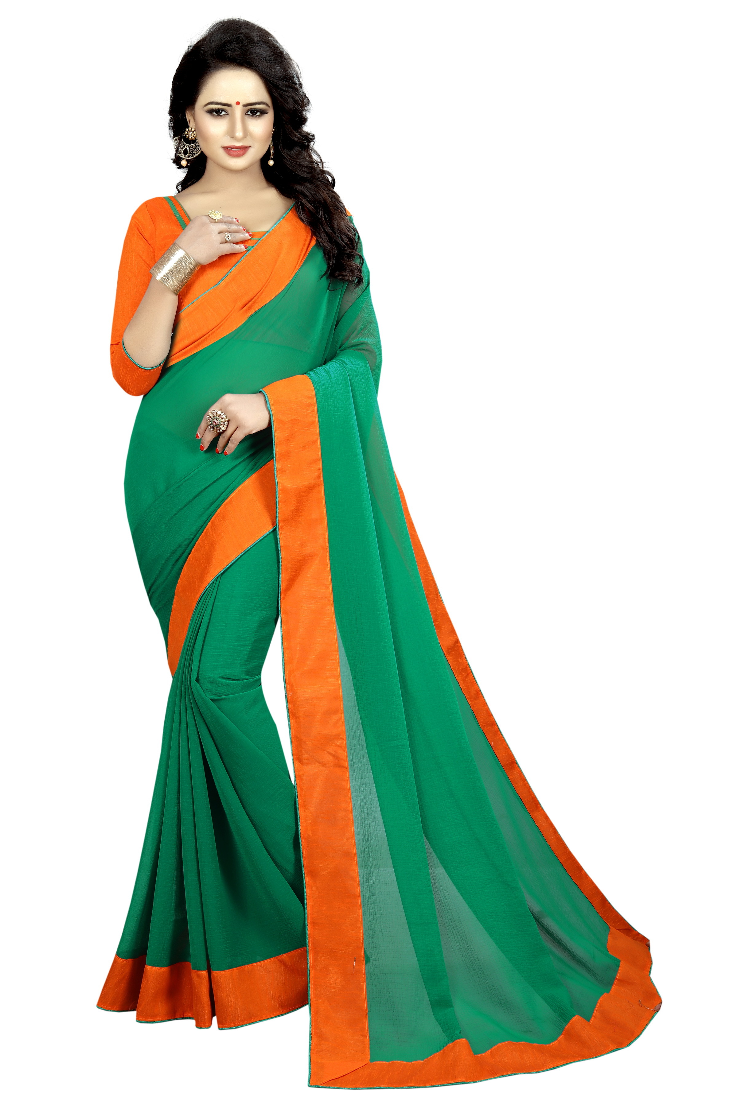 Chiffon Saree with Contrast Border