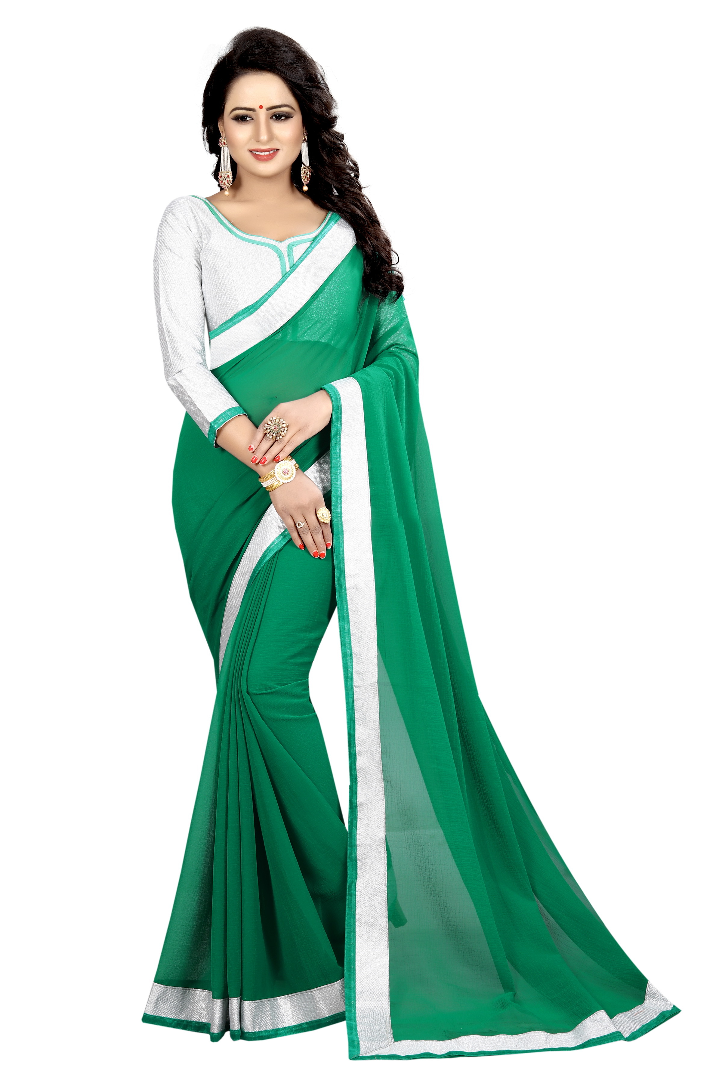 Plain Chiffon printed Saree