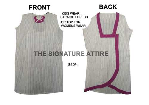 Kids Cotton Striped Dress - Sizes XS S XXS | Modern Grey Design with Lace Decoration for Girls Perfect for Summer