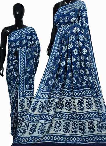 All Dabu Hand Block Print Cotton Saree