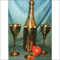 Generic Brass Bottle Glass Set