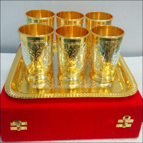 Brass Gold Plated Glass Set